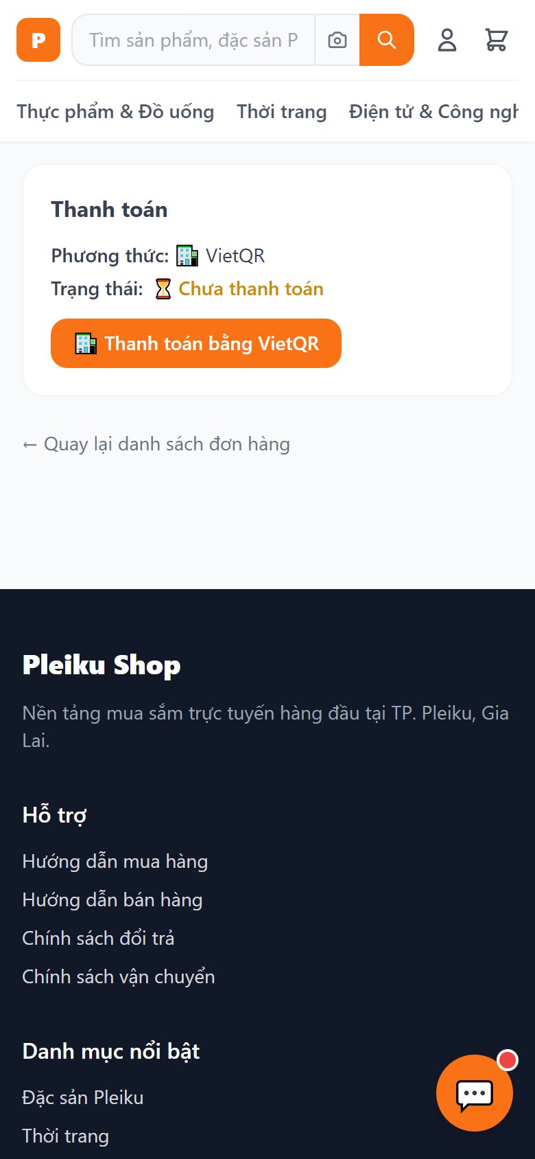 Chi tiết đơn chưa thanh toán