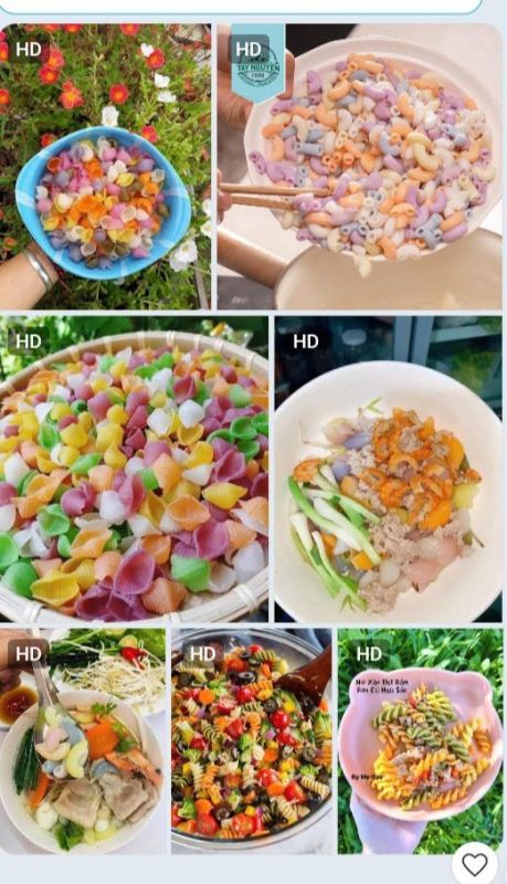 Nui ngũ sắc rau củ