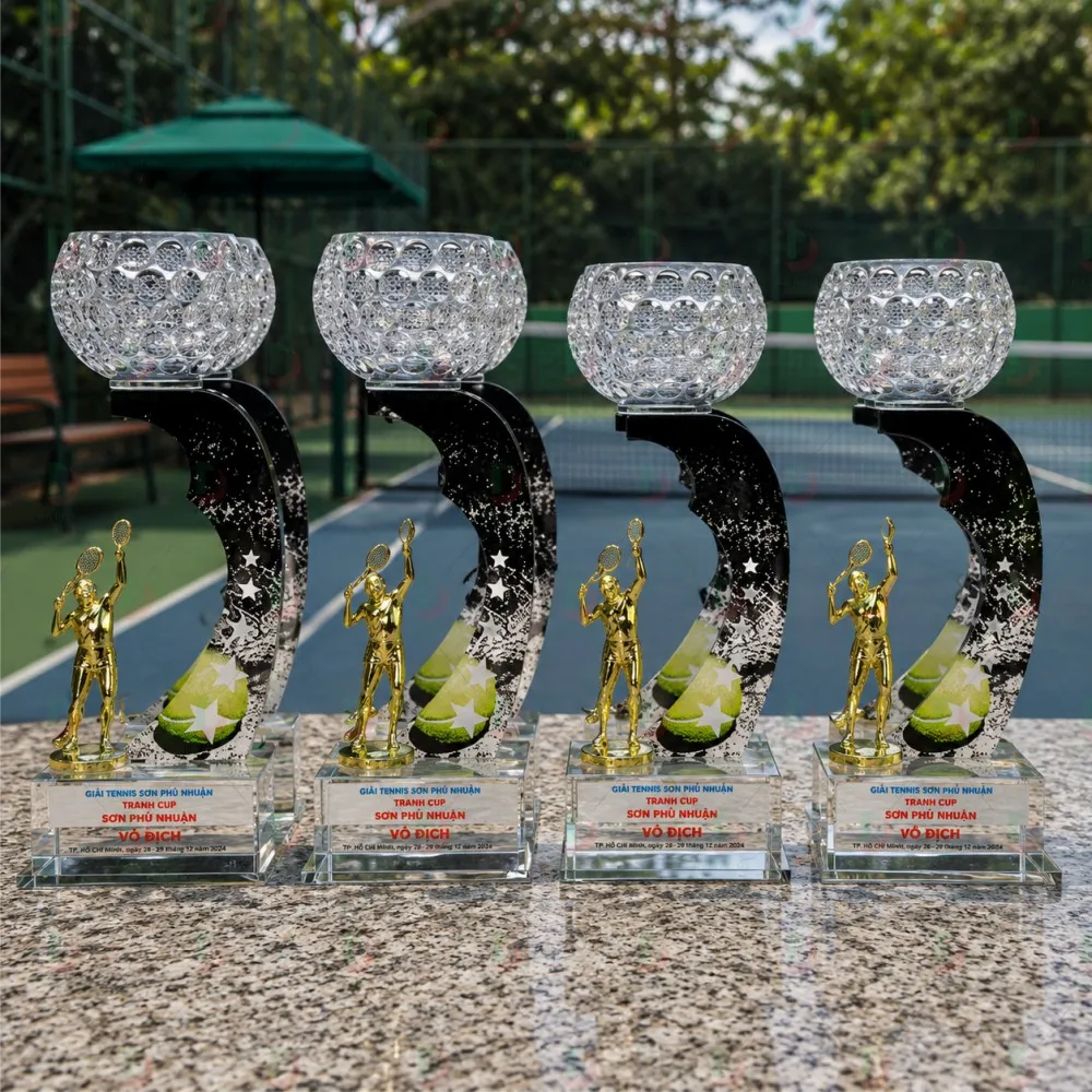 Cúp Tennis 025 – Bộ Cúp Pha Lê Tô Pha Lê Cắt Kim Cương
