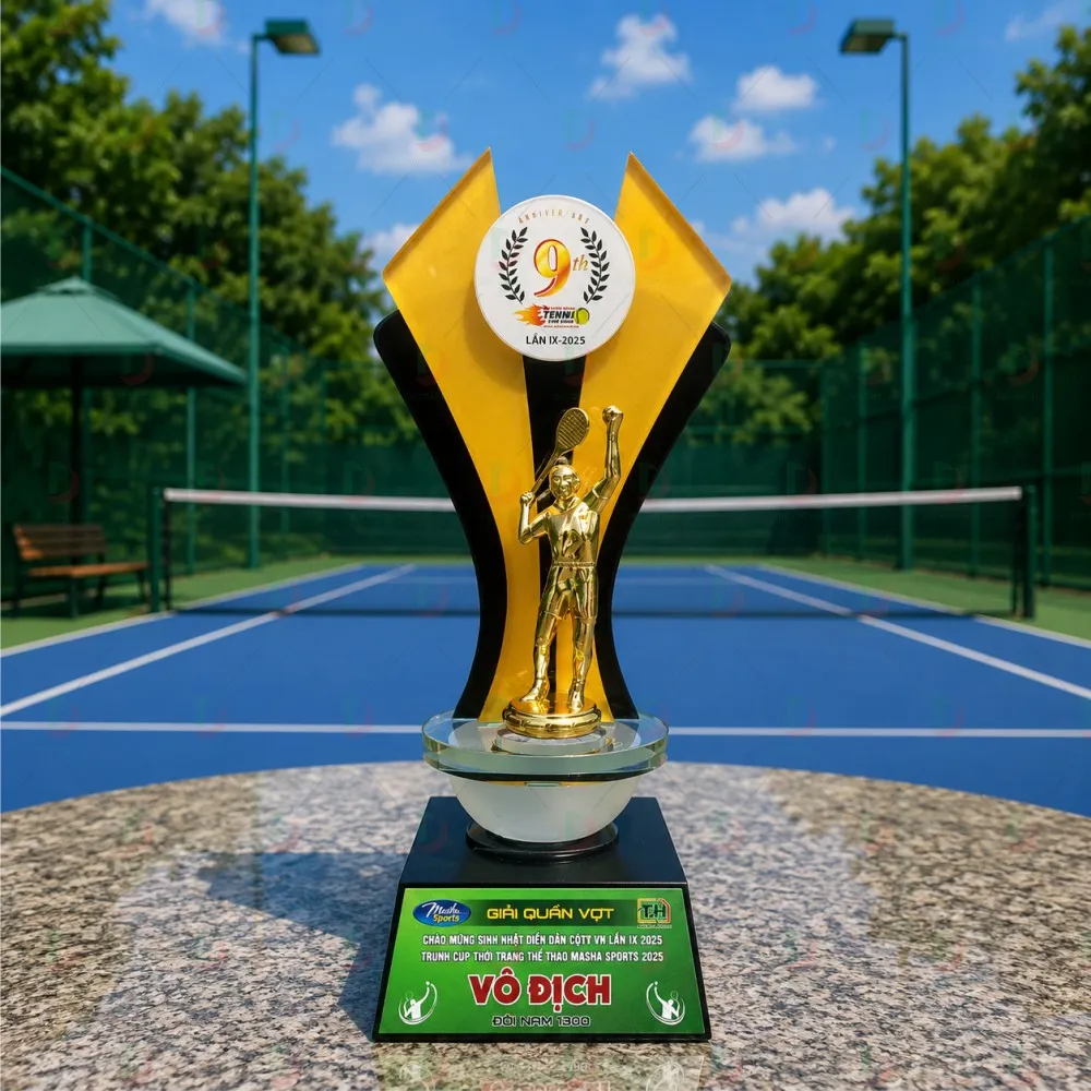 Cúp Tennis 023 – Cúp Pha Lê Cánh Chim Vàng Đen Đỉnh Cao