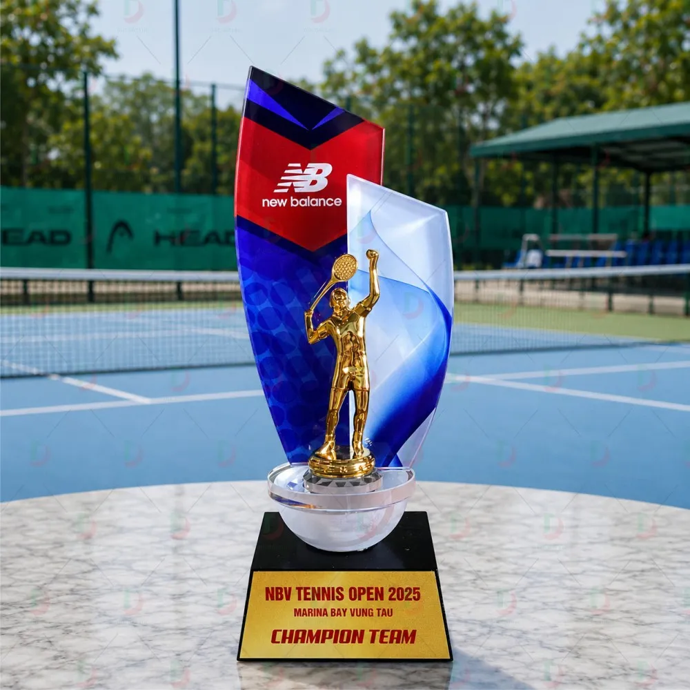 Cúp Tennis 002 Pha Lê Cao Cấp – Thiết Kế Ngọn Lửa Vinh Quang