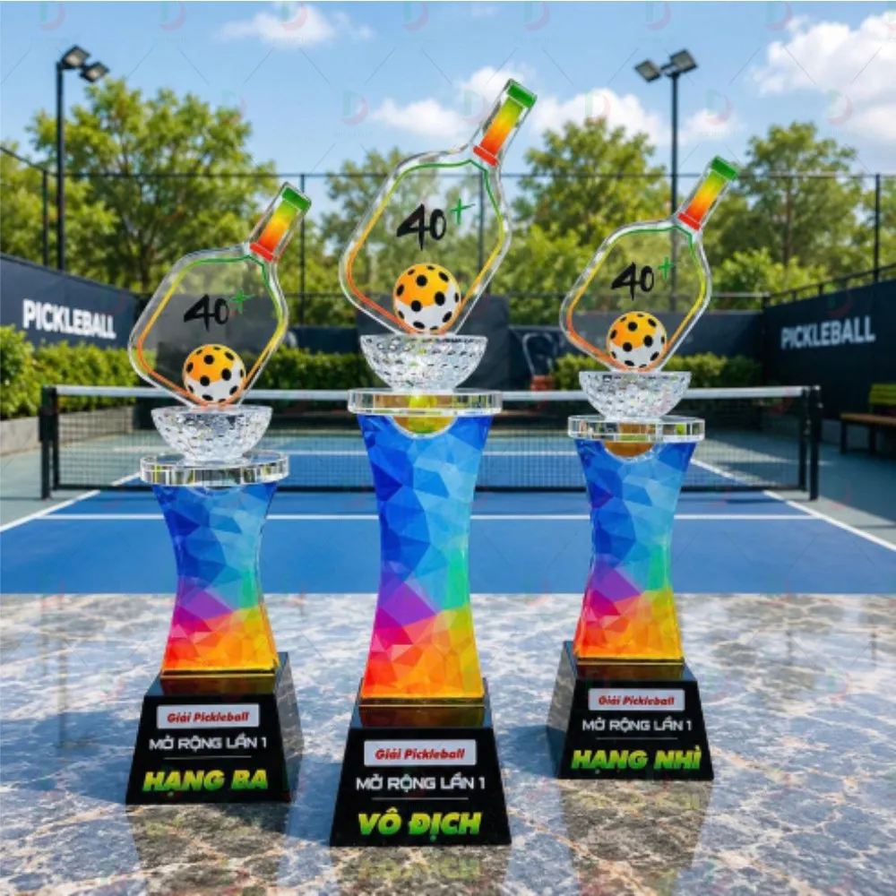 Cúp Pickleball 008 Pha Lê Cao Cấp – Thiết Kế Độc Bản Giải Đấu
