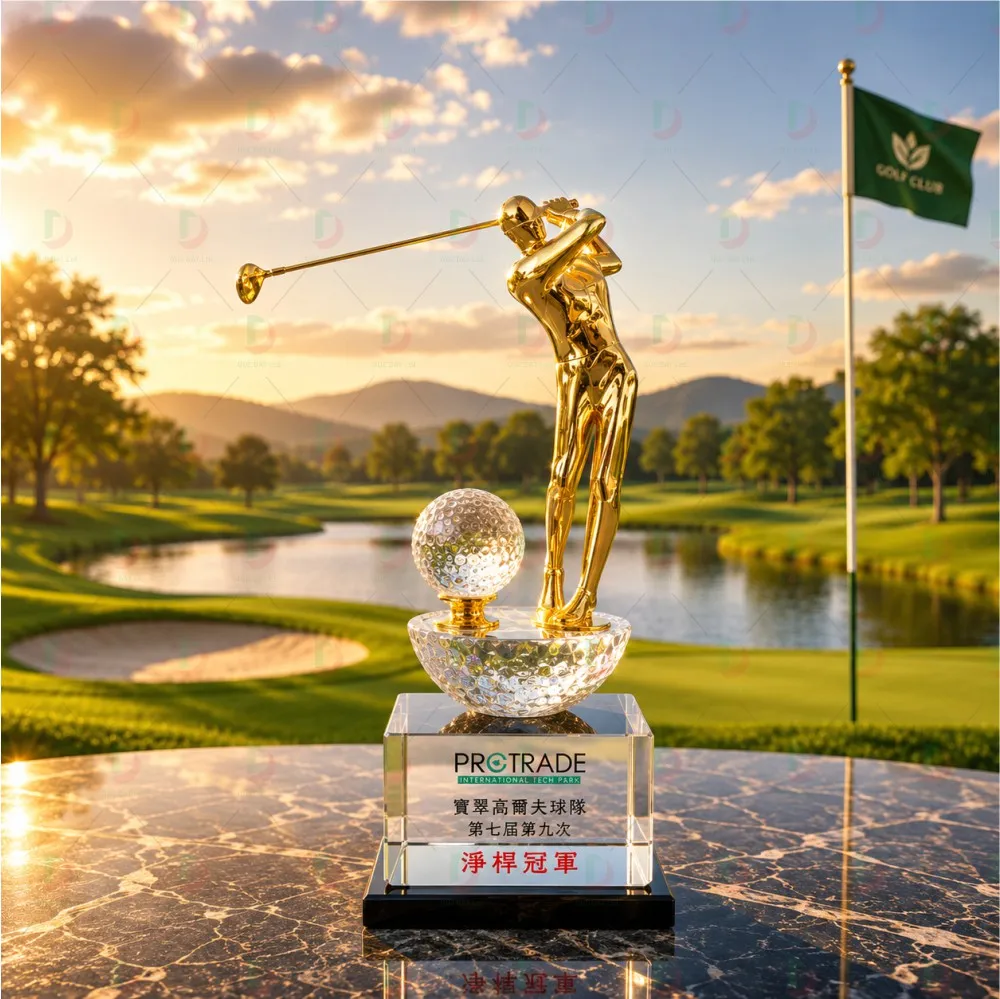 Cúp Golf Pha Lê 007 Cao Cấp | Cúp Trao Giải Golf Sang Trọng